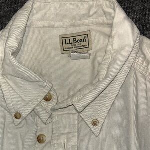 L.L. Bean Men's Off-White Button-Down Corduroy Shirt